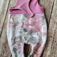 Baby Strampler Classic Strampler Jumpsuit Romper  mit Unterteilung Vintage Rose Waffeljersey Altrosa Bild 2