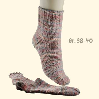 Handgestrickte Wollsocken extra dicke Damensocken pastellbunt Gr. 38 39 40