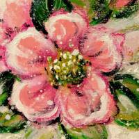 FRÜHLINGSBLÜTEN - kleines Blütenbild auf Leinwand je 20cmx20cm mit Glitter und Strukturpaste Bild 7