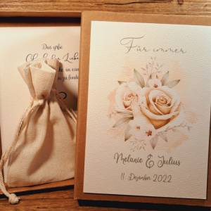 Geldgeschenk zur Hochzeit personalisiert, Hochzeitsgeschenk vintage Design, Geschenk Rose, Geschenkverpackung Brautpaar, Bild 3