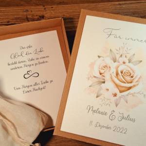 Geldgeschenk zur Hochzeit personalisiert, Hochzeitsgeschenk vintage Design, Geschenk Rose, Geschenkverpackung Brautpaar, Bild 5
