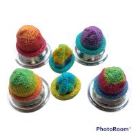Eierwärmer, Eiermützchen  gestrickt in Frühlingsfarben 6er-Set Bild 1