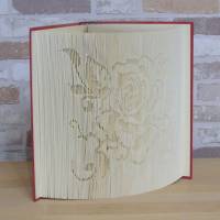 gefaltetes Buch - Rose Schattenbild // Buchkunst // Dekoration // Buchdeko // Blume // Book Art // Geschenk // Buchfalte Bild 4