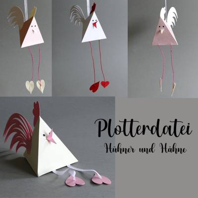 Plotterdatei Hühner Hähne svg Ostern Fensterdeko