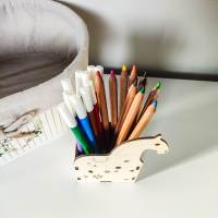 Stiftebecher Pferd aus Holz | Schreibtisch Organisation Stifte | Stiftehalter für Büro und Kinderzimmer Bild 3