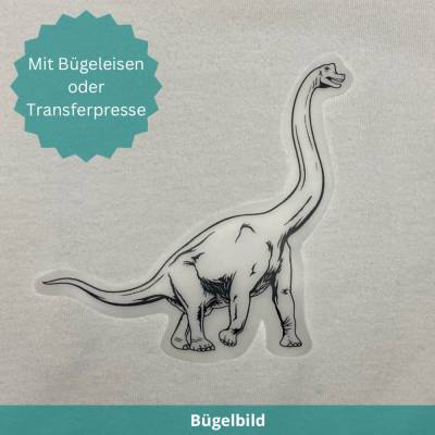 Bügelbild "Brachiosaurus" Dinosaurier schwarz DTF-Transfer