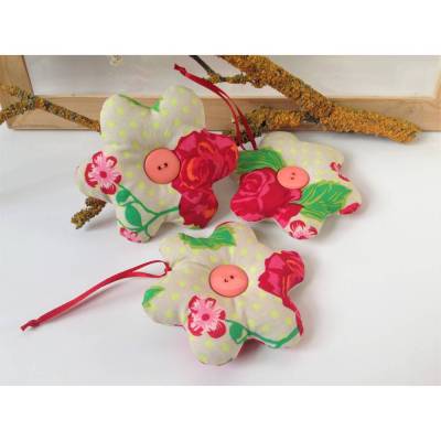 Stoffblumen zur Deko Rosenmotiv beige rot