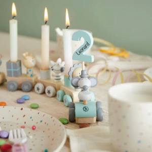 Geburtstagszug Tischdeko Kindergeburtstag | Baby Geburtstag 0-99 Jahre Holzzug Geschenkidee Bild 1