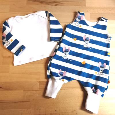 Baby Frühchen Strampler, Gr 46/48 mit Shirt , Reborn Baby, Handgefertigt aus Jersey für Frühchen Babys