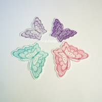 Applikation Schmetterling, Aufnäher auf weißenen Filz gestickt, waschbar bis 40°,Schultütenapplis, Bild 3