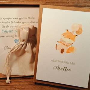 Geschenk zur Geburt personalisiert - Geldgeschenk zum Baby mit Namen - kleiner Fuchs Geschenkset Junge - Geschenk Bild 3