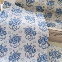 Bettbezug Bauernbettwäsche, blau-weiß, Rosen Blumen Punkte, Bauernstoff Wäschestoff Deckenbezug Bezug Vintage Shabby Bild 1