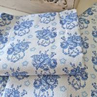 Bettbezug Bauernbettwäsche, blau-weiß, Rosen Blumen Punkte, Bauernstoff Wäschestoff Deckenbezug Bezug Vintage Shabby Bild 2