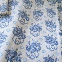 Bettbezug Bauernbettwäsche, blau-weiß, Rosen Blumen Punkte, Bauernstoff Wäschestoff Deckenbezug Bezug Vintage Shabby Bild 3