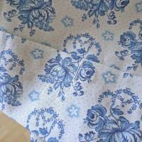 Bettbezug Bauernbettwäsche, blau-weiß, Rosen Blumen Punkte, Bauernstoff Wäschestoff Deckenbezug Bezug Vintage Shabby Bild 4