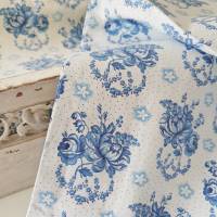 Bettbezug Bauernbettwäsche, blau-weiß, Rosen Blumen Punkte, Bauernstoff Wäschestoff Deckenbezug Bezug Vintage Shabby Bild 6