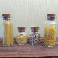 Set von 4 Miniatur-Gläsern gefüllt mit Pasta Spaghetti Essen für Puppenhaus und Puppen Bild 1