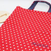 Kindertasche rot Sterne dunkelblau mit Namen personalisiert / Tasche / Stoffbeutel / Baumwoll Beutel Bild 1