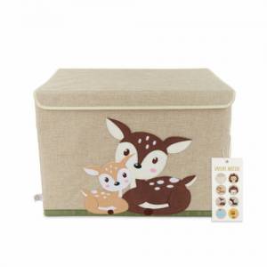 Personalisierte Aufbewahrungsbox Rehe mit Deckel | Korb für Spielsachen | Personalisierte Kinderzimmerdeko Spielzeug Auf Bild 3