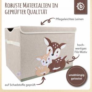 Personalisierte Aufbewahrungsbox Rehe mit Deckel | Korb für Spielsachen | Personalisierte Kinderzimmerdeko Spielzeug Auf Bild 4