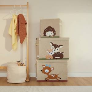 Personalisierte Aufbewahrungsbox Rehe mit Deckel | Korb für Spielsachen | Personalisierte Kinderzimmerdeko Spielzeug Auf Bild 9