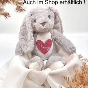 Kuscheltier Hase Personalisiert mit Namen und Geburtsdaten / Osterhase / Geschenk Baby zur Geburt / Ostergeschenk Hase Bild 9