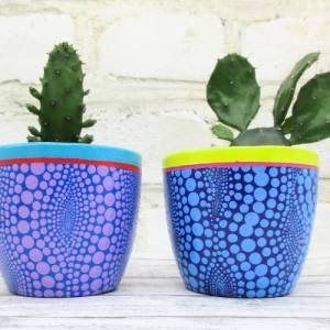 Kleiner Kaktustopf für Sukkulenten,Keramik Topf für Kaktus, handbemalter Blumentopf, Geschenk für Pflanzenliebhaber Bild 1