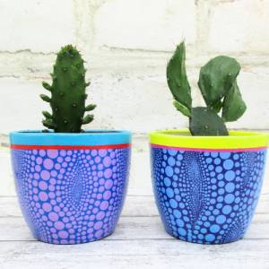 Kleiner Kaktustopf für Sukkulenten,Keramik Topf für Kaktus, handbemalter Blumentopf, Geschenk für Pflanzenliebhaber Bild 5