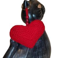 Schlüsselanhänger Herz Valentine Valentinstag gehäkelt Handarbeit Bild 1