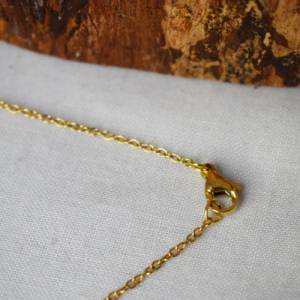 Achat Halskette Gold, roter Achat Anhänger Kette, Goldkette, rund, Edelsteinkette, Rot, 45 cm, kurze Stein Kette, Schmuc Bild 4
