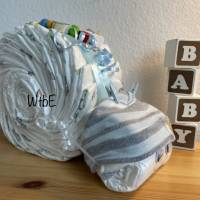 Windeltorte für Junge, Windelschnecke, Babygeschenk zur Geburt, Unikat Bild 8