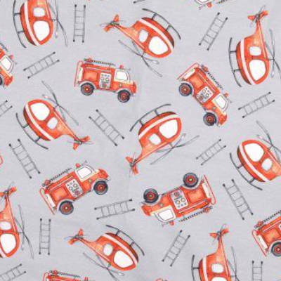 Jersey Baumwolljersey Feuerwehr ,Hubschrauber grau Oeko-Tex Standard 100(1m/17,-€)