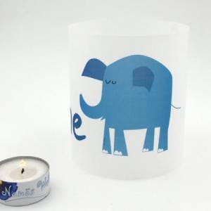 blauer Elefant personalisiertes Licht mit Name Transparentpapier umweltfreundlich Bild 1