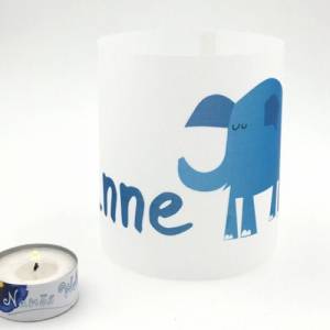 blauer Elefant personalisiertes Licht mit Name Transparentpapier umweltfreundlich Bild 2