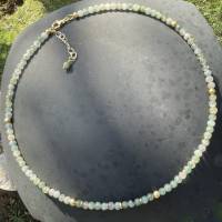 Dezente Edelsteinkette mit Indigolith und vergoldetem 925er Silber, zartes grün mit weiß, Perlen Halskette Geschenk Freu Bild 4