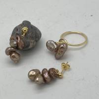 Goldiges Perlen-Schmuckset aus Keshiperlen Bild 3