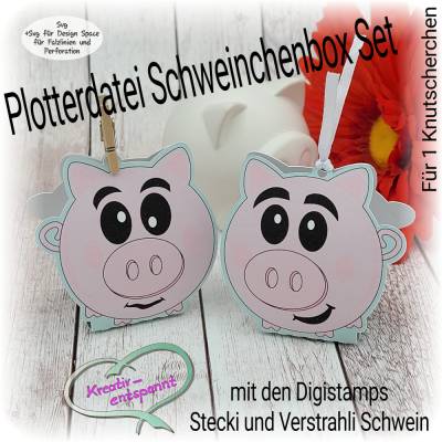 Plotterdatei Schweinchenbox Set