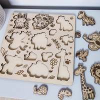 Kinder Steckpuzzle "Wildtiere" aus Holz | Puzzle für Kleinkinder mit Tieren | Montessori Holzspiele für Kinder Bild 5