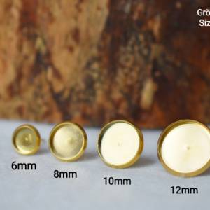 Ohrstecker, Goldfluss Ohrringe, Mini Ohrstecker Gold, 6mm runde Ohrstecker, Ohrring Gold klein, Braun-Gold, Goldfluss Sc Bild 5