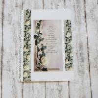 Trauerkarte, Beileidskarte mit Spruch und weiße Rosen Bild 1