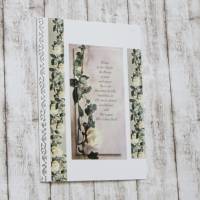 Trauerkarte, Beileidskarte mit Spruch und weiße Rosen Bild 2
