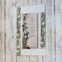 Trauerkarte, Beileidskarte mit Spruch und weiße Rosen Bild 3