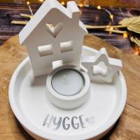 Dekoschale mit Teelichthalter mit einem Haus und Stern aus Raysin "Hygge" Bild 2