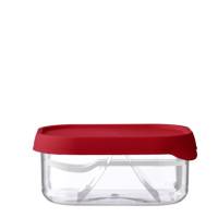 Brotdose Mepal mit Namen, Lunchbox & Trinkflasche für Jungen mit Obsteinsatz und Gabel, Motiv Traktor rot Bild 3
