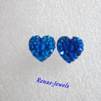 Herz Ohrstecker blau silberfarben Herzohrstecker Ohrringe Herzohrringe Bild 3