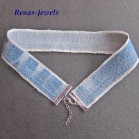 Choker Kropfband Halsband blau silberfarben Upcycling aus einer alten Jeans Bild 4