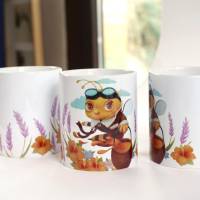 Süße Kunst Tasse aus Keramik für Bienenfreunde, Kaffeetasse oder Teetasse Malerei, Geschenkidee für Imker Bild 1