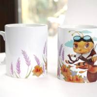 Süße Kunst Tasse aus Keramik für Bienenfreunde, Kaffeetasse oder Teetasse Malerei, Geschenkidee für Imker Bild 2