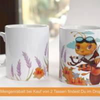 Süße Kunst Tasse aus Keramik für Bienenfreunde, Kaffeetasse oder Teetasse Malerei, Geschenkidee für Imker Bild 3