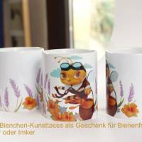 Süße Kunst Tasse aus Keramik für Bienenfreunde, Kaffeetasse oder Teetasse Malerei, Geschenkidee für Imker Bild 5